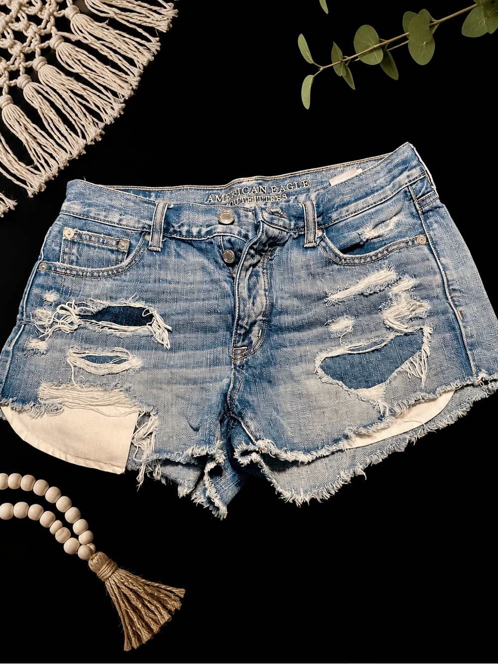 American Eagle Outfitters Distressed Light Blue Denim Cutoff Shorts